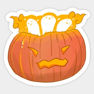 Pumpkin with cute kawaii ghosts Sticker